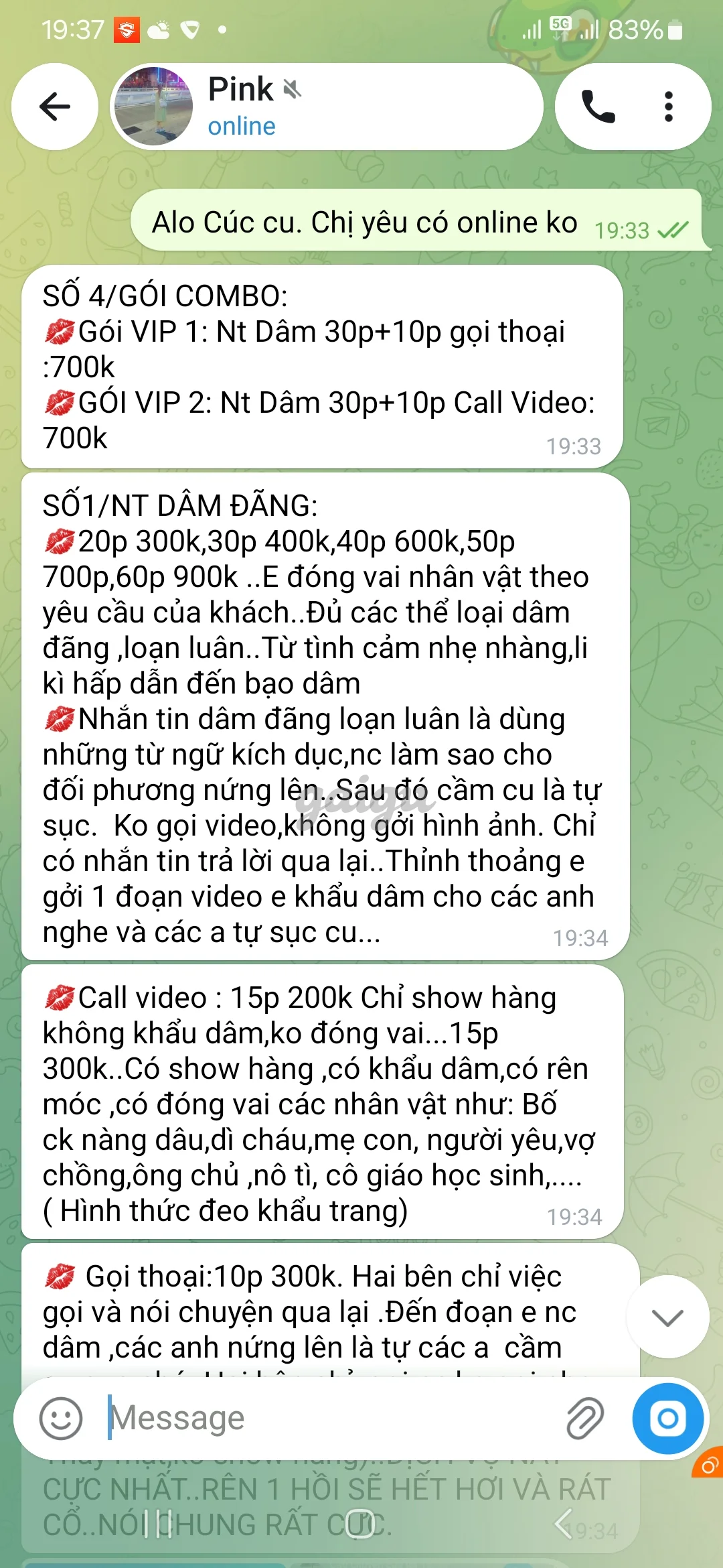Ảnh đánh giá gái gọi